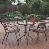 Flash Furniture TLH-071RD-017CBZ2-GG Lila 23.75” Round Glass Table with 2 Metal Aluminum Slat Stack Chairs, Bronze(Bronze)