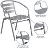 Flash Furniture TLH-071RD-017CBZ2-GG Lila 23.75” Round Glass Table with 2 Metal Aluminum Slat Stack Chairs, Bronze(Silver)