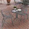 Flash Furniture TLH-071RD-017CBZ2-GG Lila 23.75” Round Glass Table with 2 Metal Aluminum Slat Stack Chairs, Bronze(Silver)