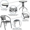 Flash Furniture TLH-072RD-017CBZ4-GG Lila 31.5” Round Glass Table with 4 Metal Aluminum Slat Stack Chairs, Bronze(Black)