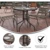 Flash Furniture TLH-072RD-017CBZ4-GG Lila 31.5” Round Glass Table with 4 Metal Aluminum Slat Stack Chairs, Bronze(Bronze)