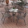 Flash Furniture TLH-072RD-017CBZ4-GG Lila 31.5” Round Glass Table with 4 Metal Aluminum Slat Stack Chairs, Bronze(Bronze)