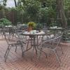 Flash Furniture TLH-072RD-017CBZ4-GG Lila 31.5” Round Glass Table with 4 Metal Aluminum Slat Stack Chairs, Bronze(Silver)