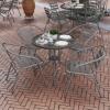 Flash Furniture TLH-072RD-017CBZ4-GG Lila 31.5” Round Glass Table with 4 Metal Aluminum Slat Stack Chairs, Bronze(Silver)