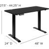 Flash Furniture Tanner Electric Height Adjustable Standing Desk – Table Top 48″ Wide – 24″ Deep (Mahogany)(Black)