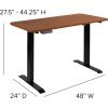Flash Furniture Tanner Electric Height Adjustable Standing Desk – Table Top 48″ Wide – 24″ Deep (Mahogany)(Mahogany)