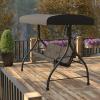 Flash Furniture Tellis 3-Seat Outdoor Steel Converting Patio Swing Canopy Hammock with Cushions / Outdoor Swing Bed (Gray)(Black)