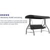 Flash Furniture Tellis 3-Seat Outdoor Steel Converting Patio Swing Canopy Hammock with Cushions / Outdoor Swing Bed (Gray)(Black)