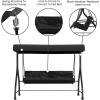 Flash Furniture Tellis 3-Seat Outdoor Steel Converting Patio Swing Canopy Hammock with Cushions / Outdoor Swing Bed (Gray)(Black)