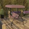 Flash Furniture Tellis 3-Seat Outdoor Steel Converting Patio Swing Canopy Hammock with Cushions / Outdoor Swing Bed (Gray)(Brown)
