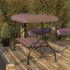 Flash Furniture Tellis 3-Seat Outdoor Steel Converting Patio Swing Canopy Hammock with Cushions / Outdoor Swing Bed (Gray)(Brown)