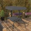 Flash Furniture Tellis 3-Seat Outdoor Steel Converting Patio Swing Canopy Hammock with Cushions / Outdoor Swing Bed (Gray)(Gray)