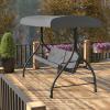 Flash Furniture Tellis 3-Seat Outdoor Steel Converting Patio Swing Canopy Hammock with Cushions / Outdoor Swing Bed (Gray)(Gray)