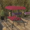 Flash Furniture Tellis 3-Seat Outdoor Steel Converting Patio Swing Canopy Hammock with Cushions / Outdoor Swing Bed (Gray)(Maroon)