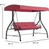 Flash Furniture Tellis 3-Seat Outdoor Steel Converting Patio Swing Canopy Hammock with Cushions / Outdoor Swing Bed (Gray)(Maroon)