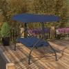 Flash Furniture Tellis 3-Seat Outdoor Steel Converting Patio Swing Canopy Hammock with Cushions / Outdoor Swing Bed (Gray)(Navy)