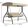Flash Furniture Tellis 3-Seat Outdoor Steel Converting Patio Swing Canopy Hammock with Cushions / Outdoor Swing Bed (Gray)(Tan)
