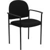 Flash Furniture Tiffany Side Reception Chair with Armrests, Stackable Vinyl Waiting Room Chair for Commercial or Residential Use, Navy(Black Fabric)