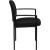 Flash Furniture Tiffany Side Reception Chair with Armrests, Stackable Vinyl Waiting Room Chair for Commercial or Residential Use, Navy(Black Fabric)