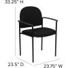 Flash Furniture Tiffany Side Reception Chair with Armrests, Stackable Vinyl Waiting Room Chair for Commercial or Residential Use, Navy(Black Fabric)