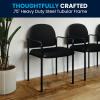 Flash Furniture Tiffany Side Reception Chair with Armrests, Stackable Vinyl Waiting Room Chair for Commercial or Residential Use, Navy(Black Vinyl)
