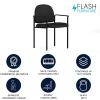 Flash Furniture Tiffany Side Reception Chair with Armrests, Stackable Vinyl Waiting Room Chair for Commercial or Residential Use, Navy(Black Vinyl)