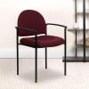 Flash Furniture Tiffany Side Reception Chair with Armrests, Stackable Vinyl Waiting Room Chair for Commercial or Residential Use, Navy(Burgundy Fabric)