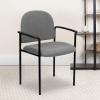 Flash Furniture Tiffany Side Reception Chair with Armrests, Stackable Vinyl Waiting Room Chair for Commercial or Residential Use, Navy(Gray Fabric)