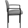 Flash Furniture Tiffany Side Reception Chair with Armrests, Stackable Vinyl Waiting Room Chair for Commercial or Residential Use, Navy(Gray Fabric)