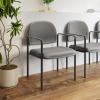 Flash Furniture Tiffany Side Reception Chair with Armrests, Stackable Vinyl Waiting Room Chair for Commercial or Residential Use, Navy(Gray Vinyl)
