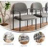 Flash Furniture Tiffany Side Reception Chair with Armrests, Stackable Vinyl Waiting Room Chair for Commercial or Residential Use, Navy(Gray Vinyl)
