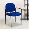 Flash Furniture Tiffany Side Reception Chair with Armrests, Stackable Vinyl Waiting Room Chair for Commercial or Residential Use, Navy(Navy Fabric)