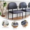 Flash Furniture Tiffany Side Reception Chair with Armrests, Stackable Vinyl Waiting Room Chair for Commercial or Residential Use, Navy(Navy Vinyl)