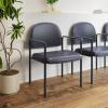 Flash Furniture Tiffany Side Reception Chair with Armrests, Stackable Vinyl Waiting Room Chair for Commercial or Residential Use, Navy(Navy Vinyl)