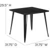 Flash Furniture Toby Commercial Grade 31.75″ Square Black Metal Indoor-Outdoor Table(Black)
