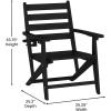 Flash Furniture Tolleson Adirondack Dining Chair with Cup Holder, Commercial Weather Resistant Recycled HDPE Adirondack Chair, Fold Out Cupholder, White(Black)