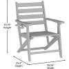Flash Furniture Tolleson Adirondack Dining Chair with Cup Holder, Commercial Weather Resistant Recycled HDPE Adirondack Chair, Fold Out Cupholder, White(Grey)