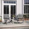 Flash Furniture Tolleson Adirondack Dining Chair with Cup Holder, Commercial Weather Resistant Recycled HDPE Adirondack Chair, Fold Out Cupholder, White(Grey)