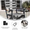 Flash Furniture Tolleson Adirondack Dining Chair with Cup Holder, Commercial Weather Resistant Recycled HDPE Adirondack Chair, Fold Out Cupholder, White(Grey)