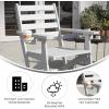 Flash Furniture Tolleson Adirondack Dining Chair with Cup Holder, Commercial Weather Resistant Recycled HDPE Adirondack Chair, Fold Out Cupholder, White(White)