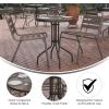 Flash Furniture Tory 31.5″ x 55″ Rectangular Tempered Glass Metal Patio Table with Umbrella Hole, Modern Rippled Glass Outdoor Dining Table, Black(Clear Top/Bronze Frame)