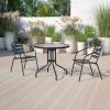 Flash Furniture Tory 31.5″ x 55″ Rectangular Tempered Glass Metal Patio Table with Umbrella Hole, Modern Rippled Glass Outdoor Dining Table, Black(Clear)
