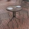 Flash Furniture Tory 31.5″ x 55″ Rectangular Tempered Glass Metal Patio Table with Umbrella Hole, Modern Rippled Glass Outdoor Dining Table, Black(Clear Top/Bronze Frame)