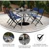 Flash Furniture Tory Rectangle Patio Table with Umbrella Hole, Commercial All-Weather Table with Heat Resistant Tempered Glass, Steel Tube Frame, 35x 59, Black(Clear Top/Silver Frame)