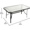 Flash Furniture Tory Rectangle Patio Table with Umbrella Hole, Commercial All-Weather Table with Heat Resistant Tempered Glass, Steel Tube Frame, 35x 59, Black(Clear Top/Black Frame)