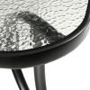 Flash Furniture Tory Rectangle Patio Table with Umbrella Hole, Commercial All-Weather Table with Heat Resistant Tempered Glass, Steel Tube Frame, 35x 59, Black(Clear Top/Black Frame)