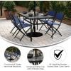 Flash Furniture Tory Rectangle Patio Table with Umbrella Hole, Commercial All-Weather Table with Heat Resistant Tempered Glass, Steel Tube Frame, 35x 59, Black(Clear Top/Black Frame)