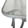 Flash Furniture Tory Rectangle Patio Table with Umbrella Hole, Commercial All-Weather Table with Heat Resistant Tempered Glass, Steel Tube Frame, 35x 59, Black(Clear Top/Silver Frame)