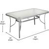 Flash Furniture Tory Rectangle Patio Table with Umbrella Hole, Commercial All-Weather Table with Heat Resistant Tempered Glass, Steel Tube Frame, 35x 59, Black(Clear Top/Silver Frame)