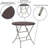 Flash Furniture Trellis Commercial Grade 2.6-Foot Round Brown Rattan Plastic Folding Table